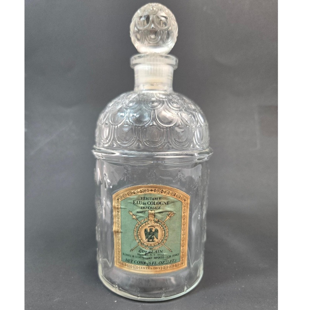Vintage Guerlain Bee Glass Bottle Empty Collector Glassware Vanity DecoR FRANCE